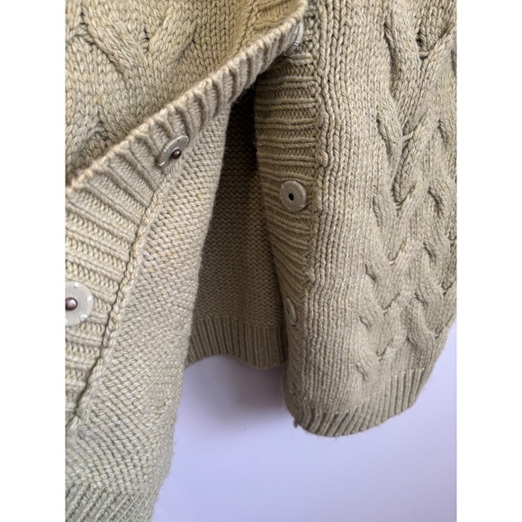 Sundance M Womens Cardigan Sweater Cable Knit Wool Blend Green V Neck Button - Picture 4 of 5